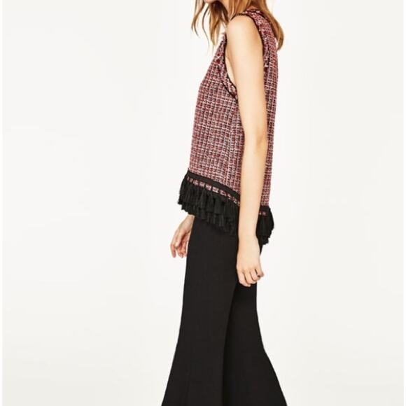 Zara Medium Colorful Tweed Fringe Sleeveless Top Beach Boho Chic Indie Lagenlook - Picture 5 of 12